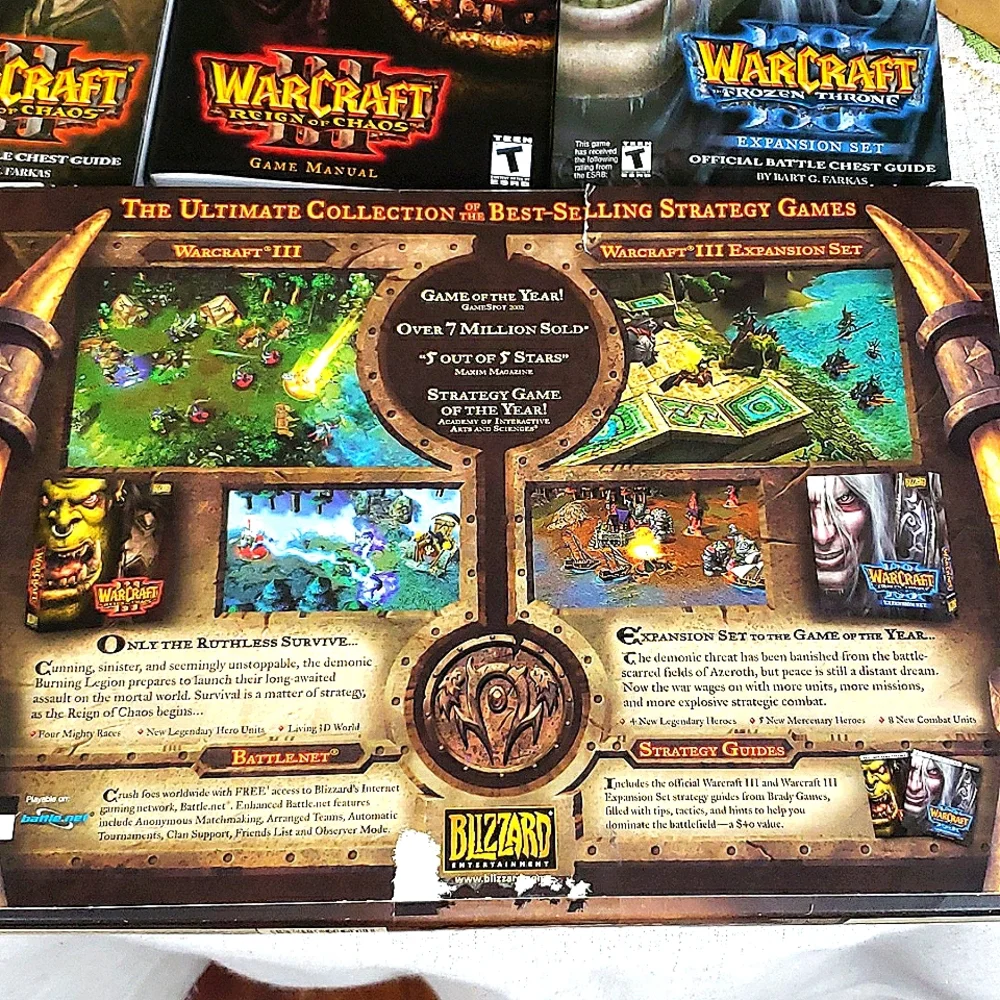 PC Warcraft III Battle Chest Reign of Chaos & Frozen Throne & Strategy Guide
